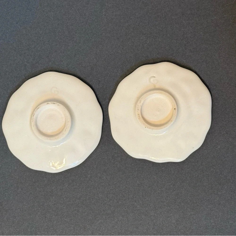 CAMPFIRE POTTERY MINI SCALLOPED PLATES CREAM 2 HANDMADE USA HOME DINING DINNER